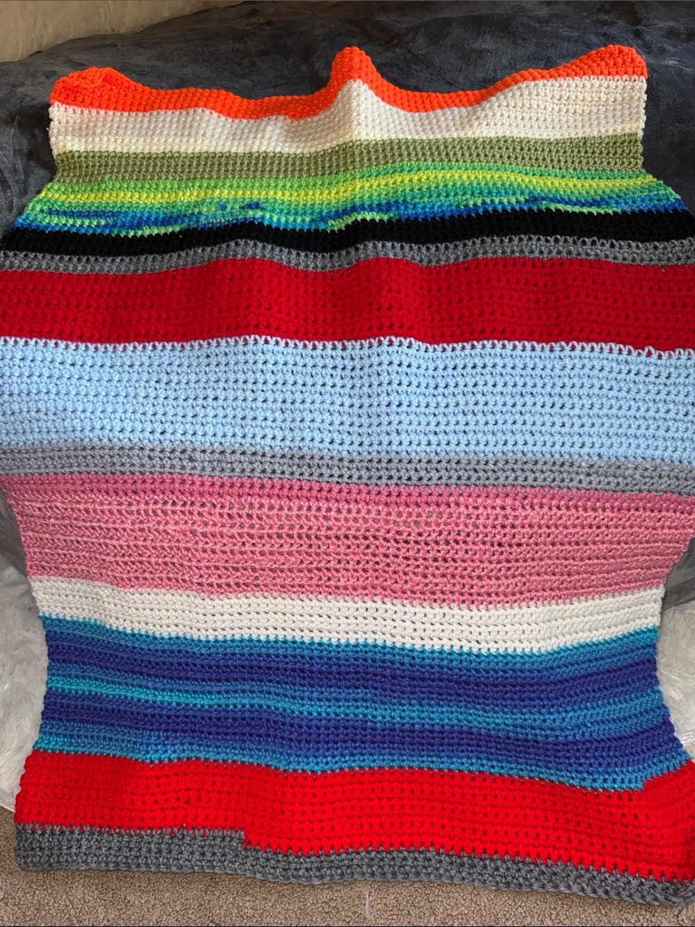 Colorful Striped Crochet Blanket - Multi